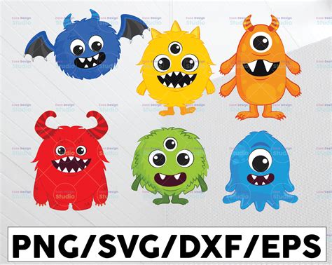 Monsters Svg Bundle Silly Monster With Horns Clipart One Eyed Cut