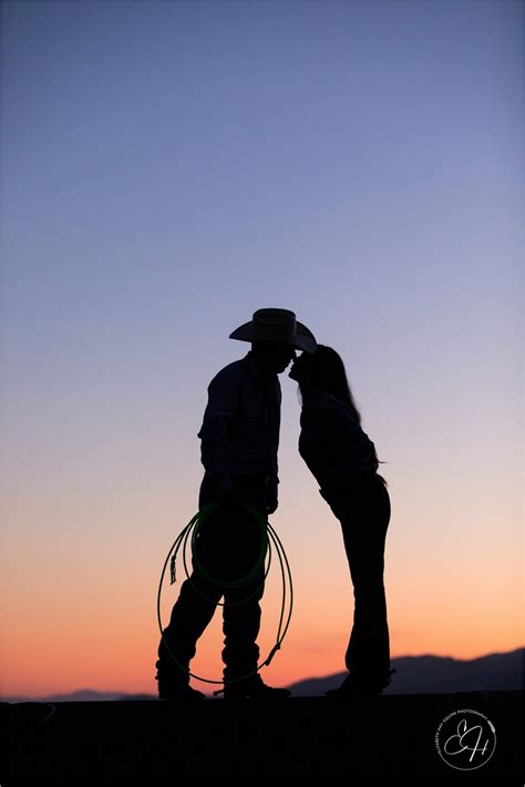 Cowboy Couple Kissing Silhouette Western Photography Cowboy