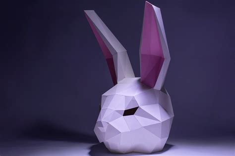 Rabbit Mask Template Paper Mask Papercraft Mask Masks 3d Etsy
