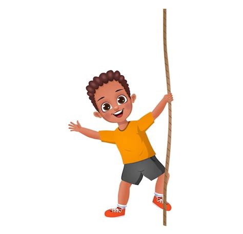 Free Vector A Boy Climbing Rope