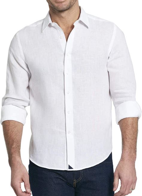 Untuckit Crianza Mens Button Down Shirt Solid White Linen 100 Linen