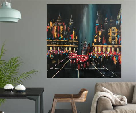Buy Paintingslondon Night City Buy Paintings Uk Original Art Rizna