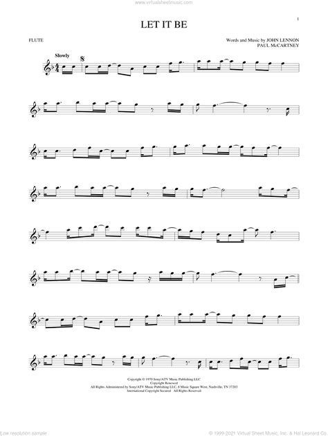 Score,set of parts sheet music by idina menzel : McCartney - Let It Be sheet music for flute solo