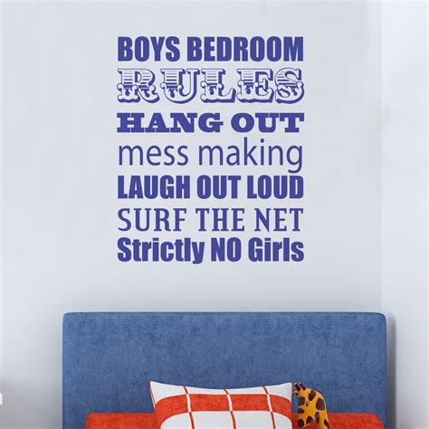 Boys Bedroom Rules Wall Sticker Nutmeg Studio