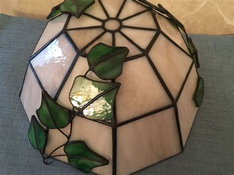 Stain Glass Lamp Shade With Three Hanging Chains Etsy Stained Glass