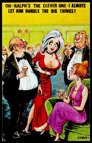 1960s signed bamforth comic risqué postcard financial advisor handles big ones funny cartoons