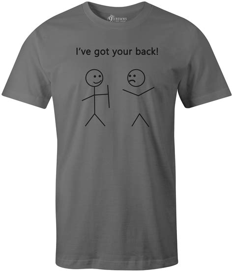 9 Crowns Tees Mens Womens Funny Ive Got Your Back Stick Figure Shirt Unisex Metal Small