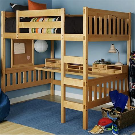 Full size bunk bed on top, then a wide step with desk and shelves, and the floor level is free. Modern, Full Size, Metal Loft Beds For Adults With Desk