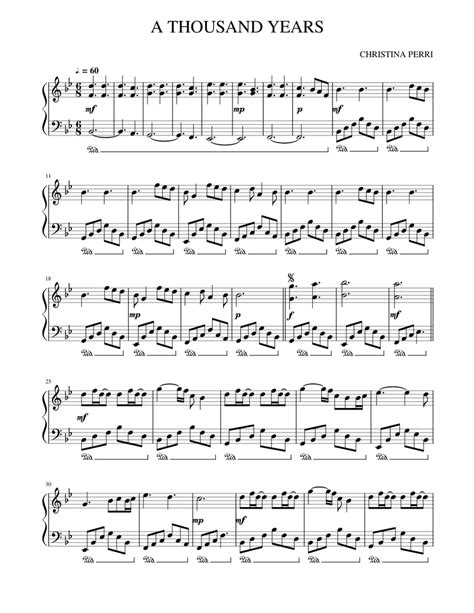 Athousandyears Sheet Music For Piano Solo Easy