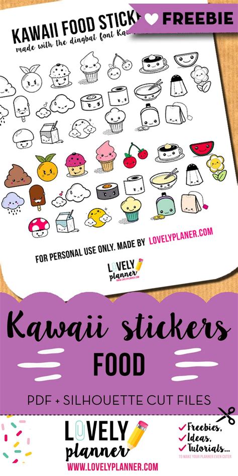 Freebie Cute Food Stickers For Your Planner Free Printable Planner