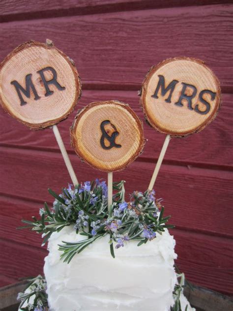 Rustic Mr And Mrs Wood Wedding Cake Topper Set Cupcake Etsy In