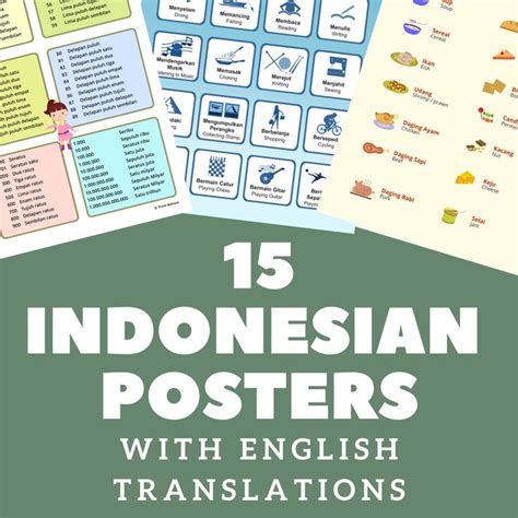 15 Beginner Indonesian Vocabulary Posters For Primary And Secondary