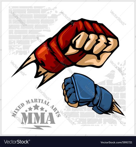 Fist Punch Mma Mixed Martial Arts Emblem Badges Vector Image