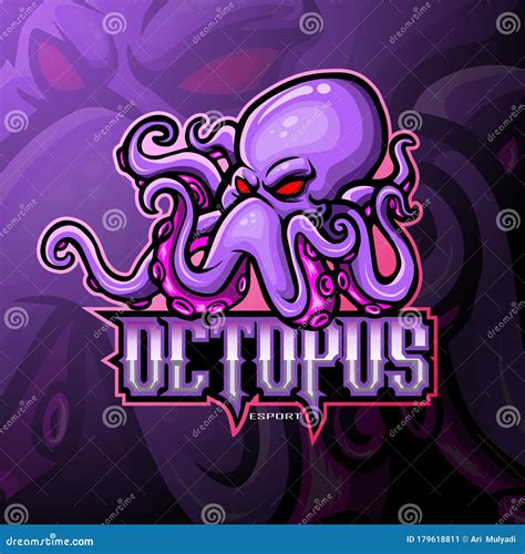 Kraken Octopus Mascot Sports Esport Logo Design Stock Vector