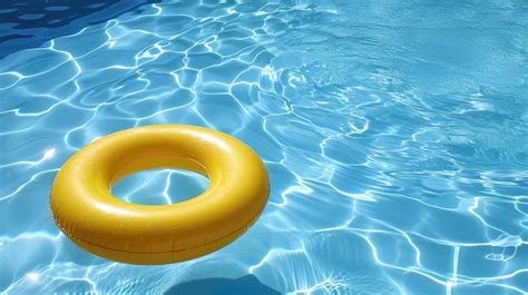 Premium Photo Yellow Pool Float Ring Floating In A Refreshing Blue