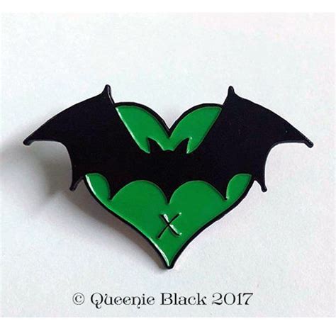 Bat Pin Heart Enamel Pin Green Heart And Bat I Love Bats Etsy Heart Enamel Pin Enamel Pins