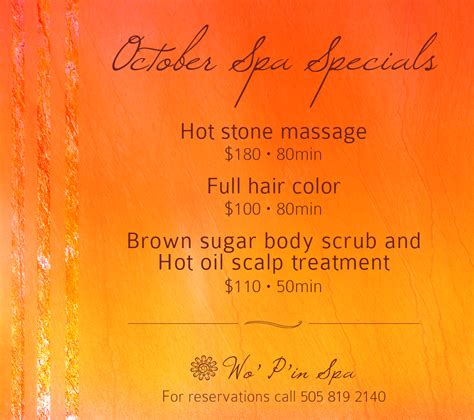 October Spa Specials Relax With Us This Fall Spa Specials Hot