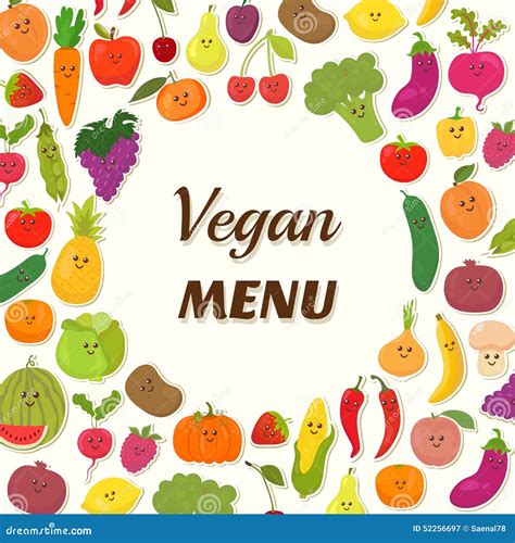 Fondo Del Menú Del Vegano Diseño De Tarjeta Vegetariano Ilustración Del