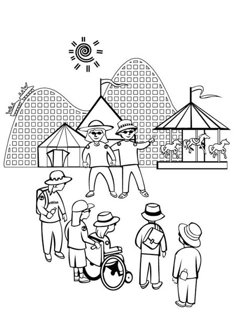 Dibujos del colegio para colorear en casa, con lápices, mochilas, pupitres, libros y muchos objetos más. Dibujo para colorear Parque de atracciones - Dibujos Para ...