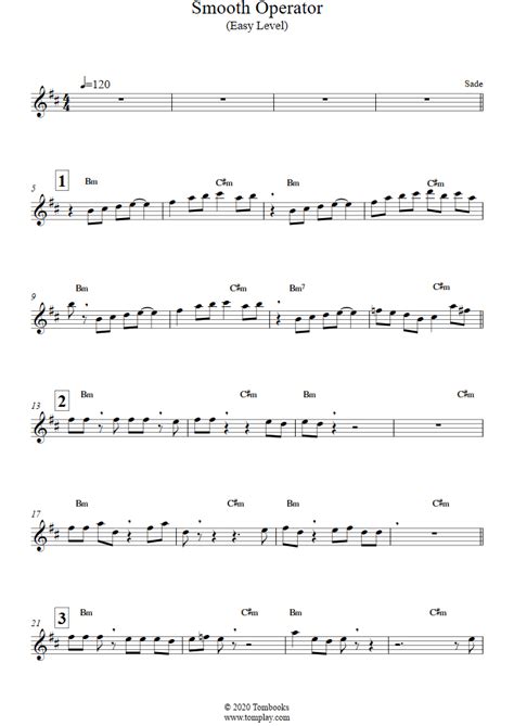 Smooth Operator Easy Level Alto Sax Sade Saxophone Sheet Music