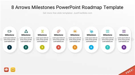 8 Arrows Milestones Powerpoint Roadmap Template 13 Slides Just Free