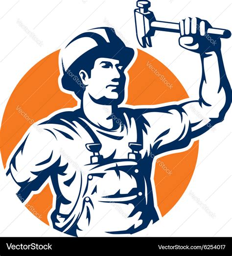 Construction Worker Silhouette Royalty Free Vector Image