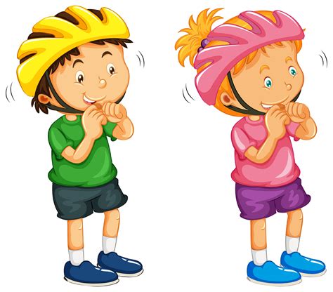 Download files and build them with your 3d printer, laser cutter, or cnc. Boy and girl wearing helmet 361682 Vector Art at Vecteezy