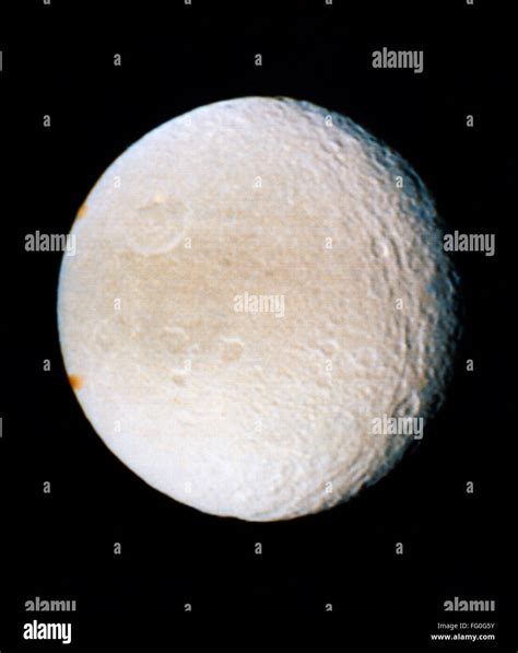 Saturn Moon 1981 Nthe Cratered Surface Of Tethys A Moon Of Saturn