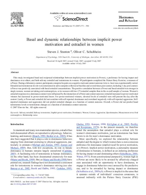 pdf basal and dynamic relationships between implicit power motivation and estradiol in women