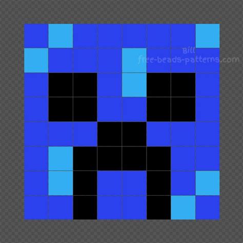 Creeper Pixel Art Blue White