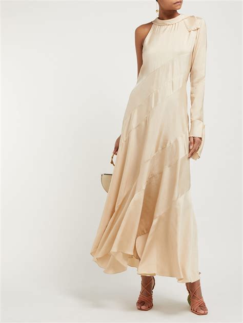 One Sleeved Silk Twill Maxi Dress Chloé Matchesfashioncom