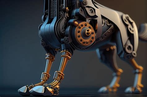 Premium Ai Image Closeup Of A Dogs Robotic Leg With The Hinge And