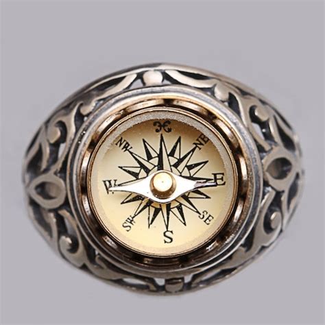 Sterling Silver Compass Ring Travel T Working Compass Etsy