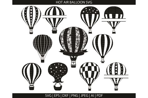 Balloon Clipart Silhouette Cut Files Commercial Use Hot Air Balloon Svg