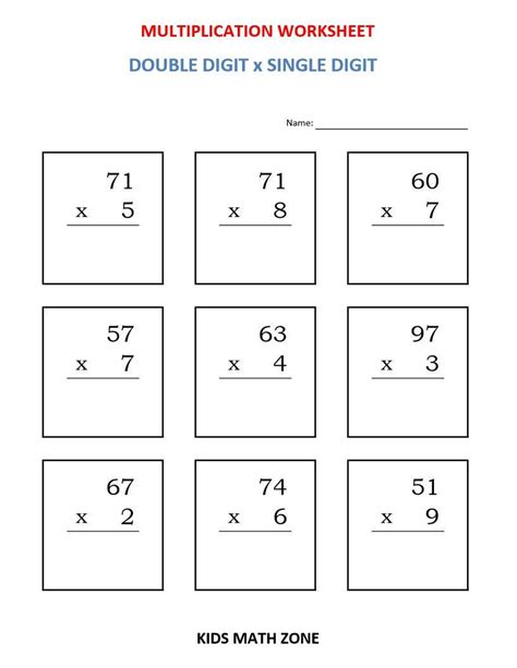 Double Digit Multiplication Worksheet
