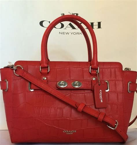 Coach F55876 Bright Red Blake Carryall 25 Croc Embossed Leather Bag 650 Nwt Coach Carryall