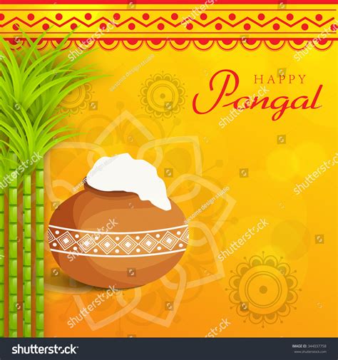 Vector Illustration Of Happy Pongal Greeting Card 344037758
