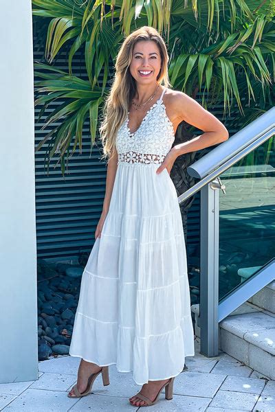 White Floral Crochet Top Maxi Dress Maxi Dresses Saved By The Dress