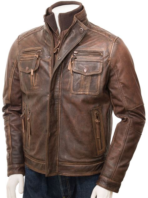 men s leather jacket in vintage brown broadhembury men caine