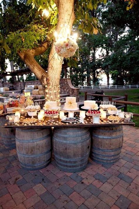 About wedding decorations, flowers pompoms and customs vary greatly between two people. Barrels for tables 30+ Rustic Fall Wedding Ideas to Steal ...