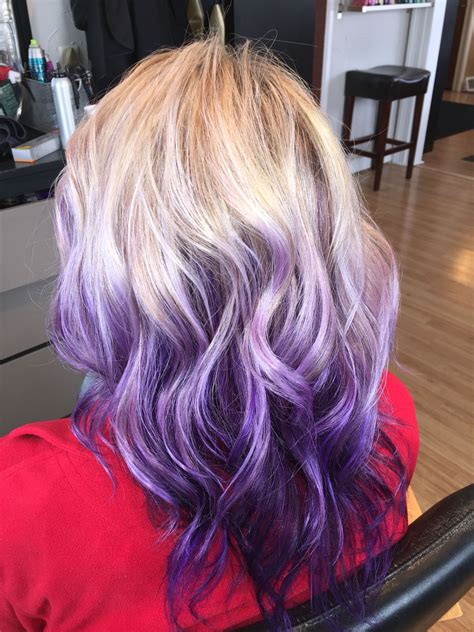 Blonde With Purple Violet Ombré Balayage Hair