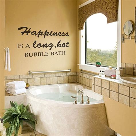 Happiness Is A Long Hot Bubble Bath Bathroom Bathtub Wall Quote Vinyl Wall Sticker Home