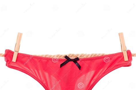Red Panties Hanging On A Rope Clothesline Stock Image Image Of Modern