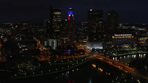 57k Stock Footage Aerial Video Of Flying By Leveque Tower And City