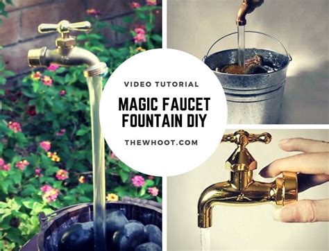 Keep the bucket and through the old spigot away. DIY Magic Faucet Fountain | Diy fountain, Magic fountain ...