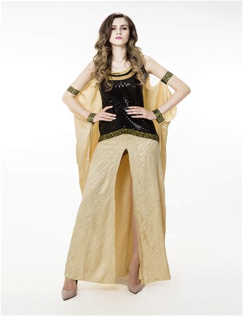 New Queen Of Egypt Halloween Costume Party Cosplay Cloak Sexy Slit
