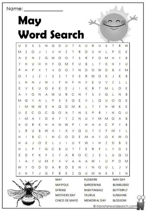 Free Printable May Word Search Printable Templates