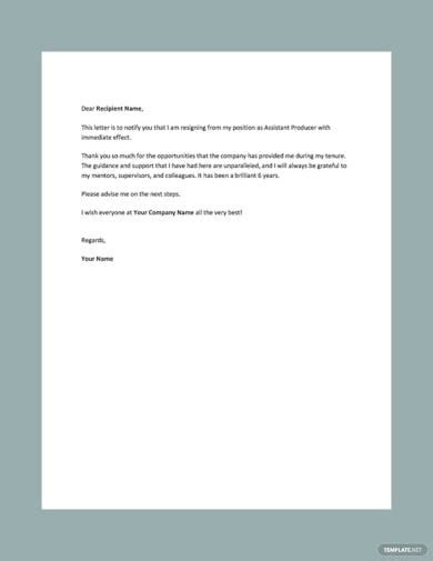 Employee Resignation Letter Template 13 Word Excel Pdf Format