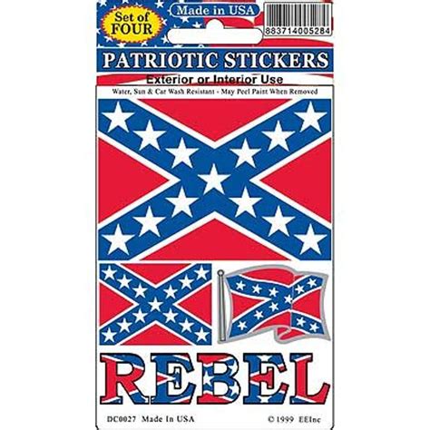 Confederate Rebel Flag Set Of 4 Stickers At Sticker Shoppe