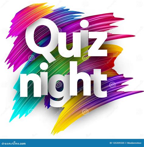 Quiz Night Sign With Colorful Brush Strokes Stock Vector